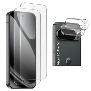 Google Pixel 10 Pro Xl Tempered Glass Screen Protector + Lens Film, 2-Pack HD Clear Design, Durable and Perfect Fit