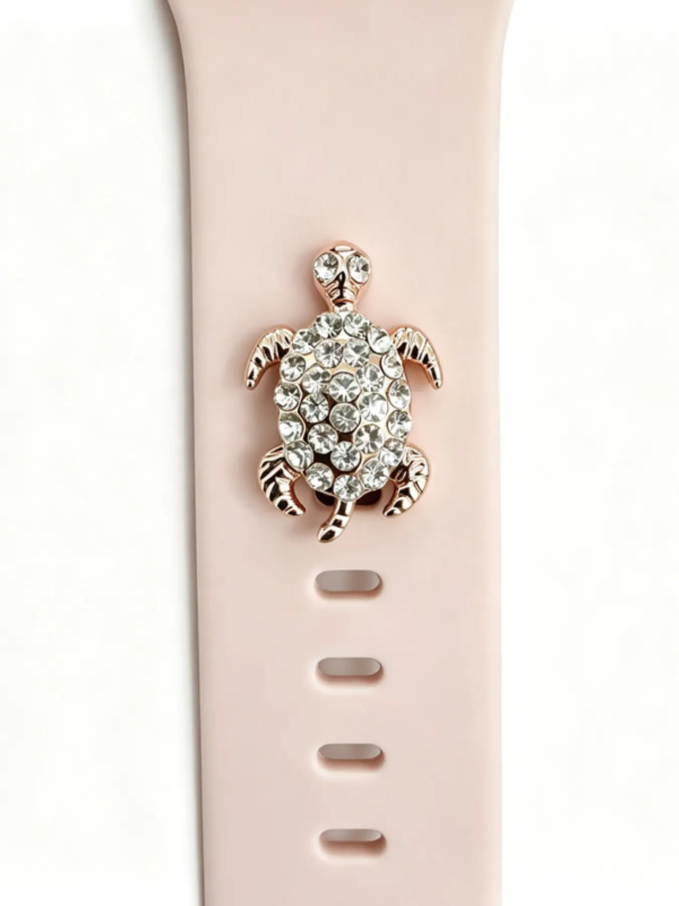 Zinc Alloy Turtle Strap Charm, Sparkling Crystal Turtle Pin, Cute Ocean Animal Watch Band Accessory, Compatible with Apple Watch Silicone Bands
