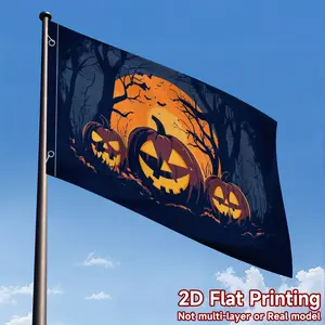 Halloween Flag - Spooky Banner with Glowing Jack-O'-Lanterns, Full Moon & Creepy Forest, 2*3ft & 3*5ft, for Yard, Party & Outdoor Decor