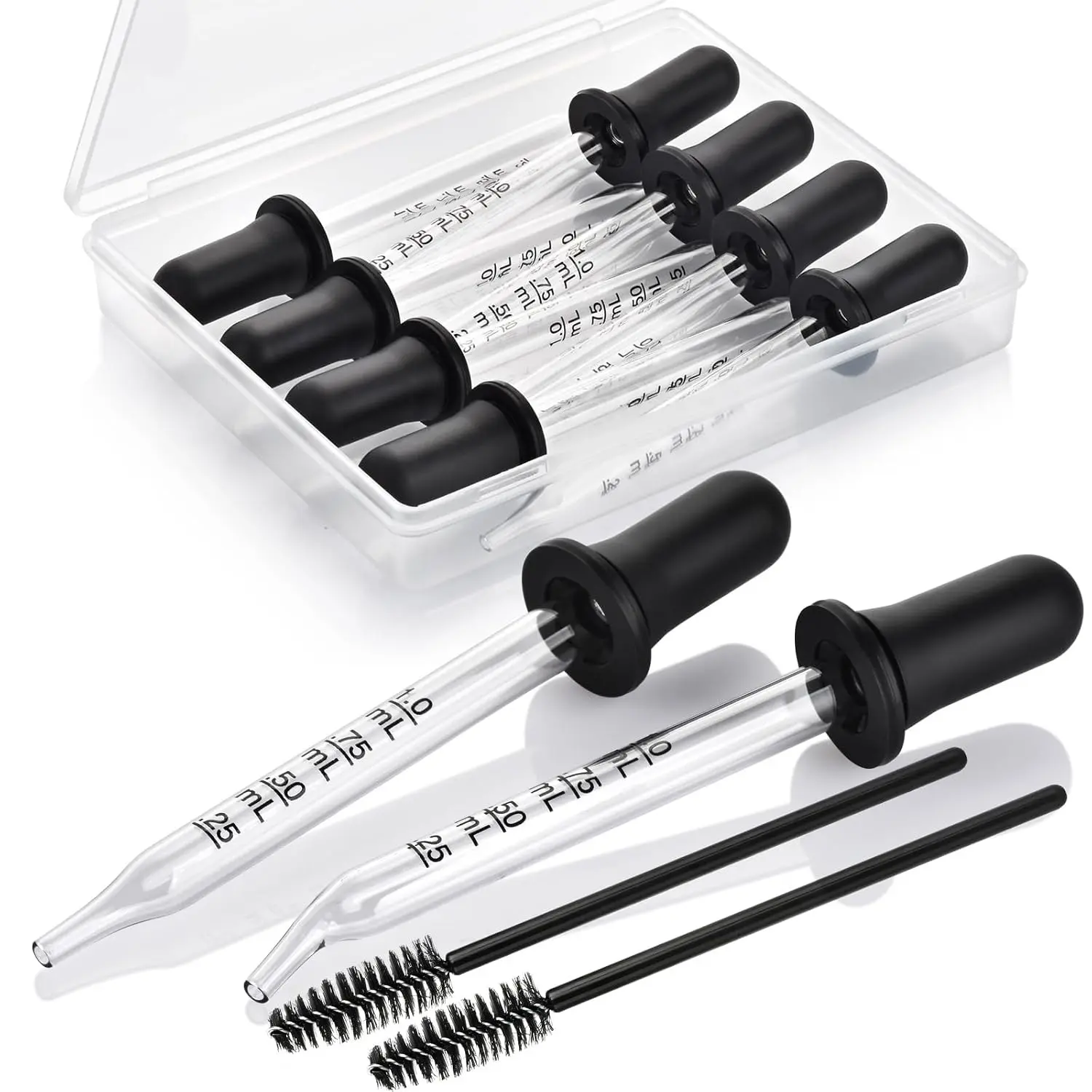 1mL Glass Eye Dropper with Measurement, 8 Pcs Bent & Straight Tip Liquid Pipettes for Essential Oils, Crafts, Ear, Lab Measuring and Transferring LiquidsGift