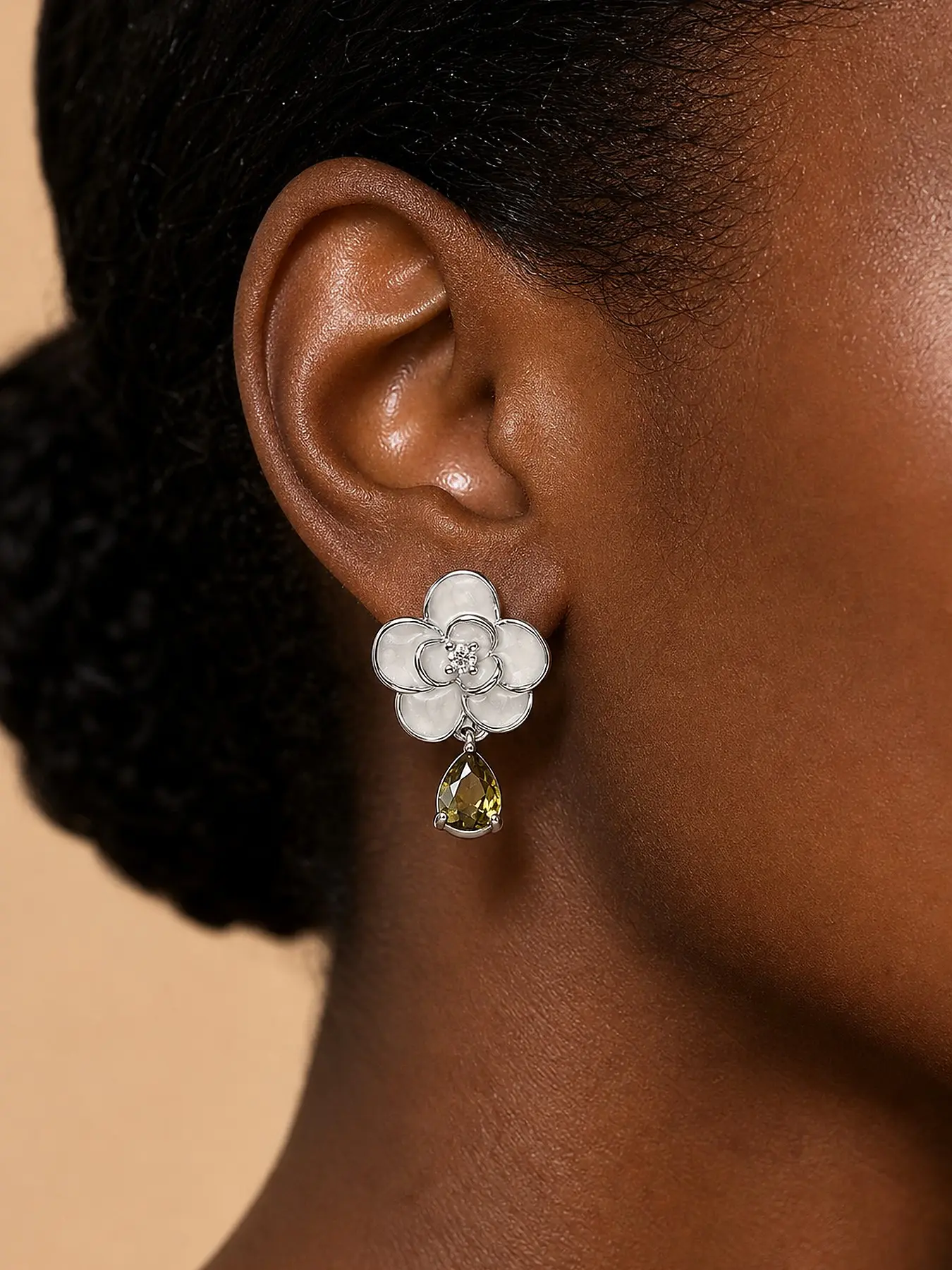 Double Color Camellia Water Drop Zircon Earrings, Lightweight Luxury Flower Ear Rings, Elegant Jewelry for Women, Perfect Gift Idea