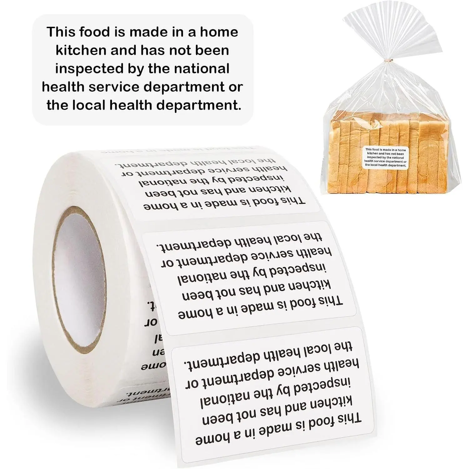 800 Count Cottage Baking Food Law Labels Stickers for Baked Goods Ingredients Home Kitchen Inspection Statement Thermal Printed Labels