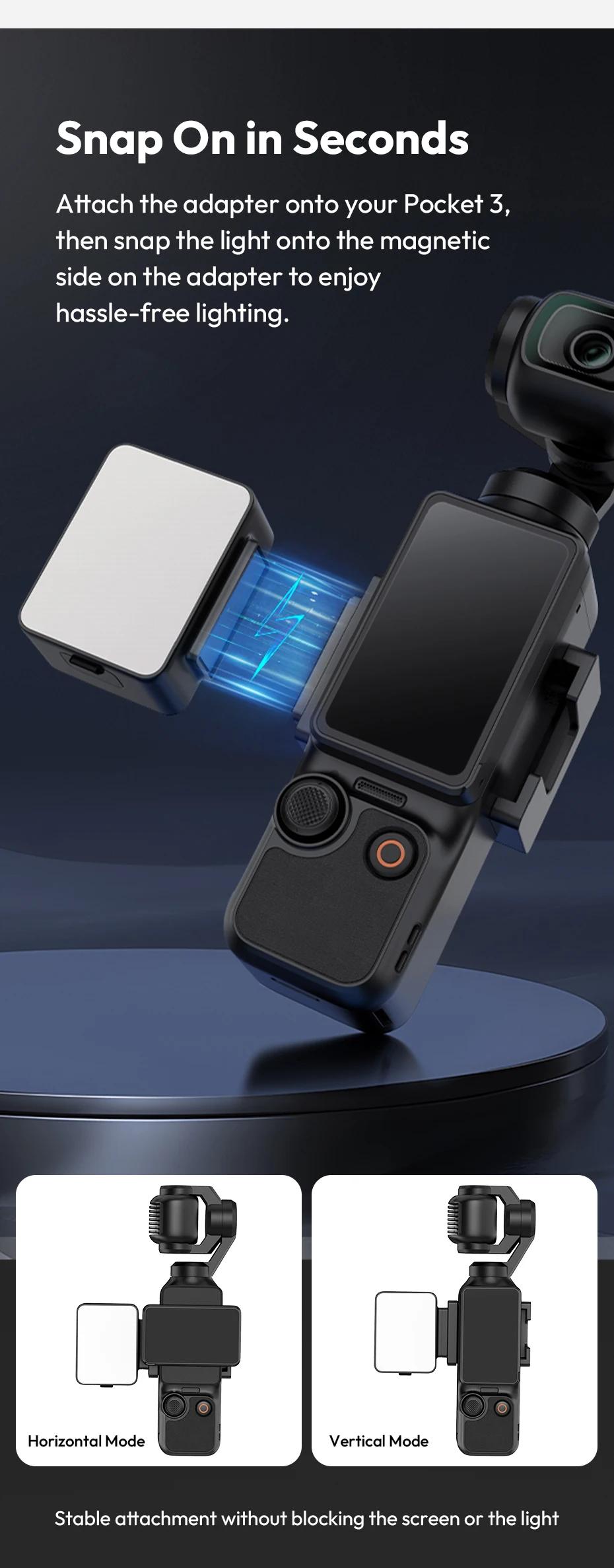 Ulanzi LM001 Pocket 3/Xtra Muse Mini Light 3-Level Soft Light LED Video Light for DJI OSMO Pocket 3/Xtra Muse for Photography Livestreaming Vlog