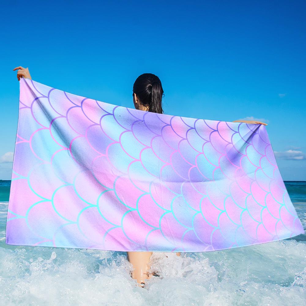 Quick-drying printed beach towel Adult microfiber seaside sunscreen absorbent towel Outdoor swimming bath towel