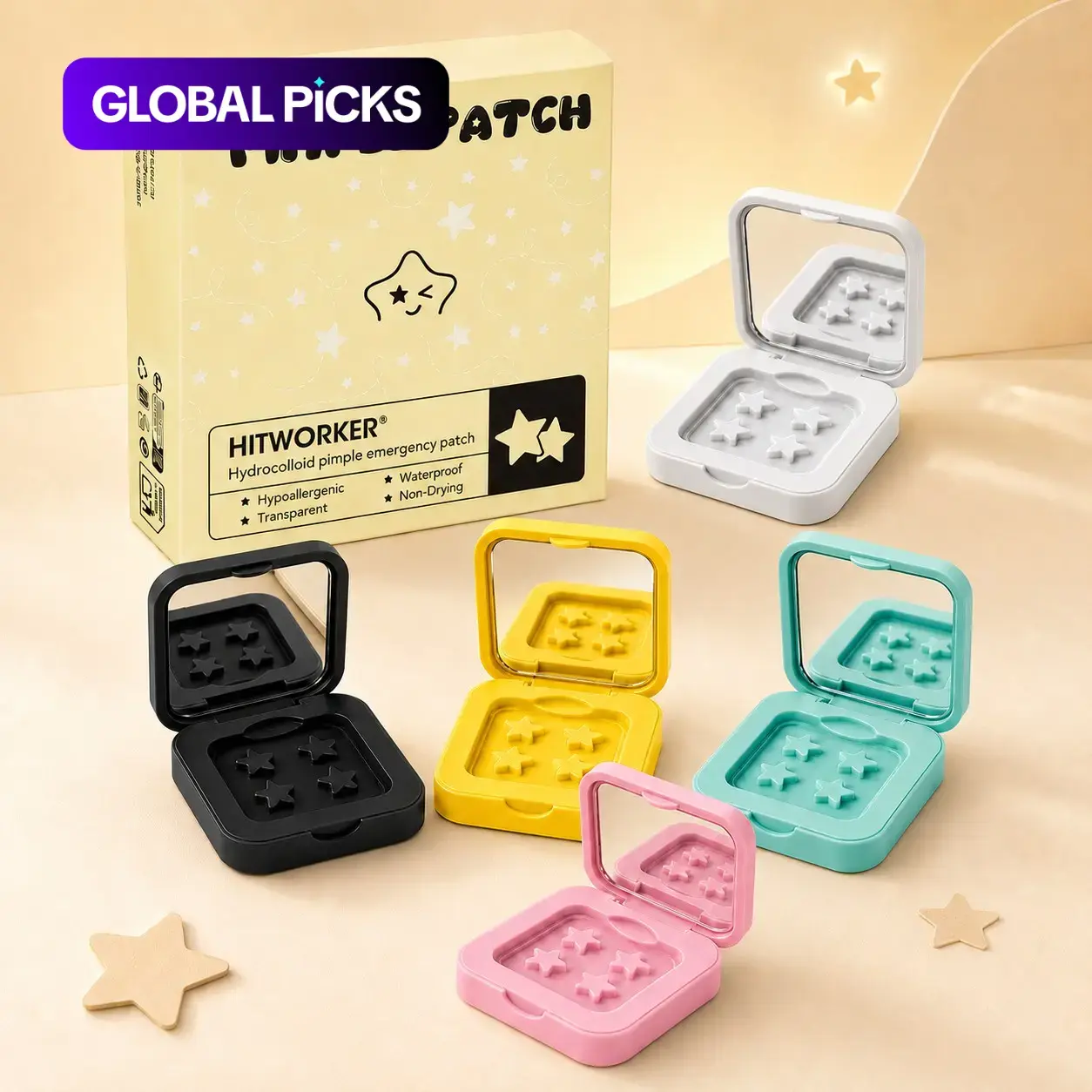 Hydrocolloid Star-Shaped Acne Pimple Patches, 60 Count, Invisible Blemish Covers, Waterproof, Hypoallergenic, Non-Drying, Daily Skin Protection for Day & Night Use