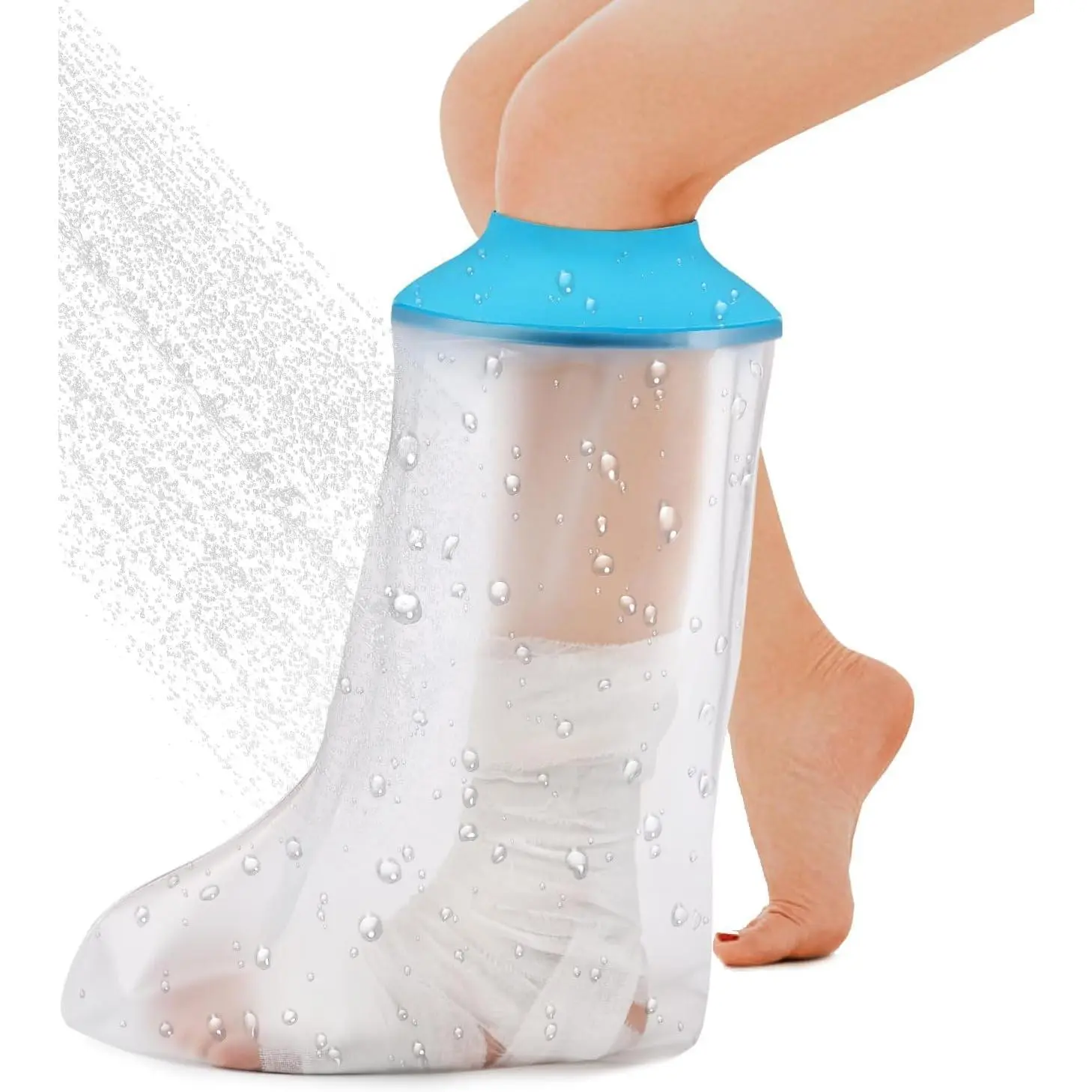 Reusable Watertight Waterproof Leg Cast Shower Cover, Comfort Dry Bandage Protector Sleeve, Bath Shower Accessory for Foot Ankle Injuries, Burns, Broken Leg & Post Surgery Wound Care