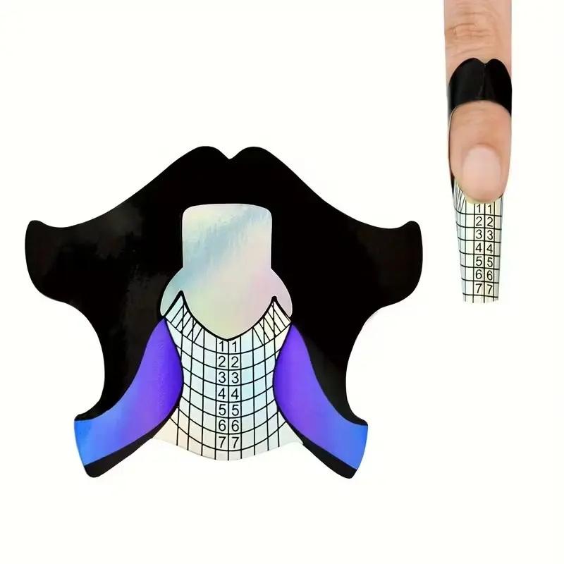 Iridescent Laser Nail Paper Forms, Rectangular Nail Extension Forms, Nail Tools for UV Gel, Builder Gel & Acrylic Nail Extensions, Nail Design, Nail Art Supplies, 100 Pieces Per Roll