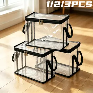 Hinged Lid Clear Plastic Storage Box, Clear Storage Bins, Large Thick Heavy Duty High Capacity Organizer for Home Camping Travel Attic Moving, Heavy-Duty Durable Organizer