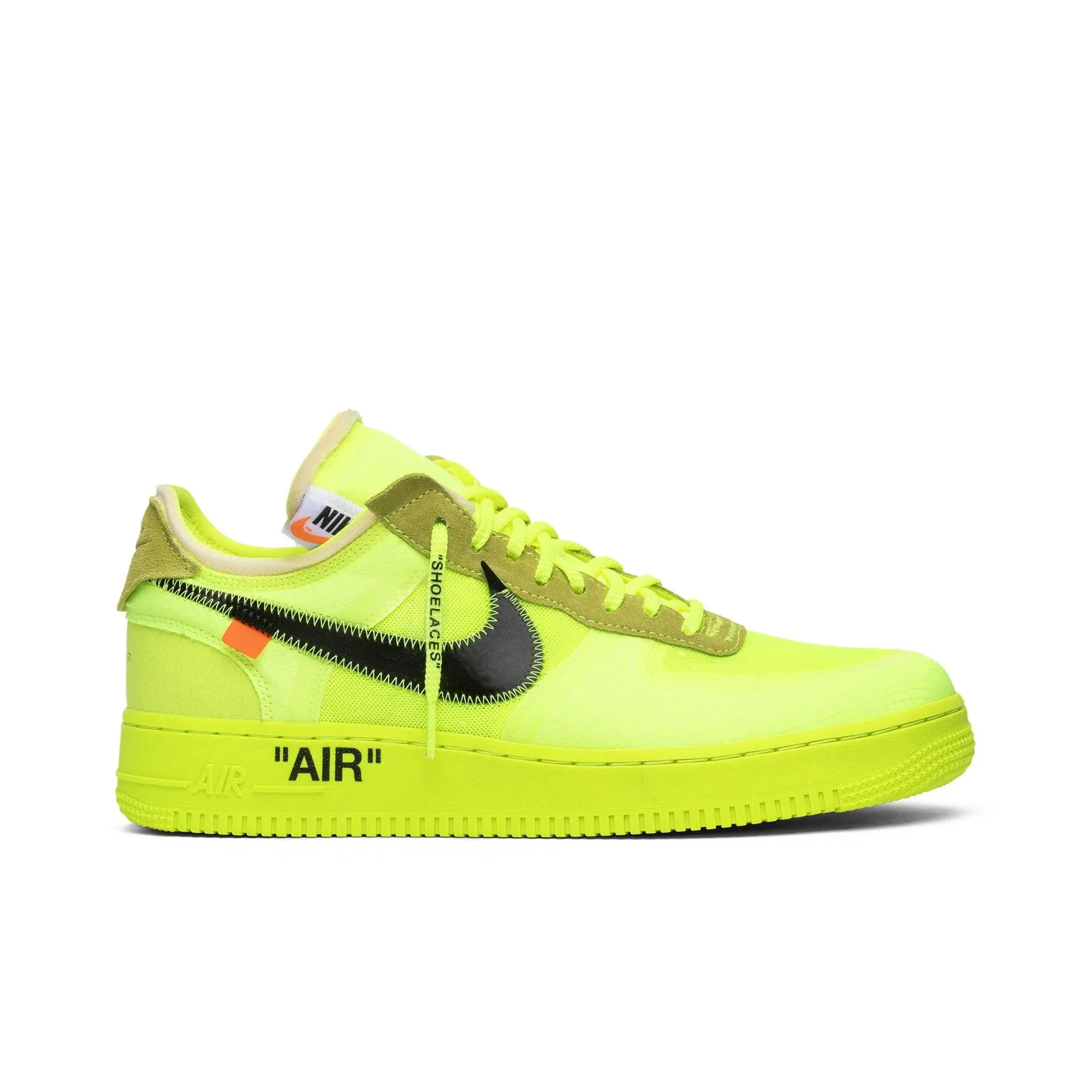 Off-White x Nike Air Force 1 Low 'Volt' (Unisex) Volt/Cone-Black-Hyper Jade sneakers AO4606 700