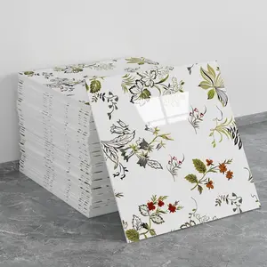 20pcs Marble Look Waterproof PVC Shower Wall Panels, Floral Pattern, Bathroom Wallpaper Peel and Stick, 11.8x11.8 Inches, 19.4 Sq Ft, Bathroom & Kitchen Decor