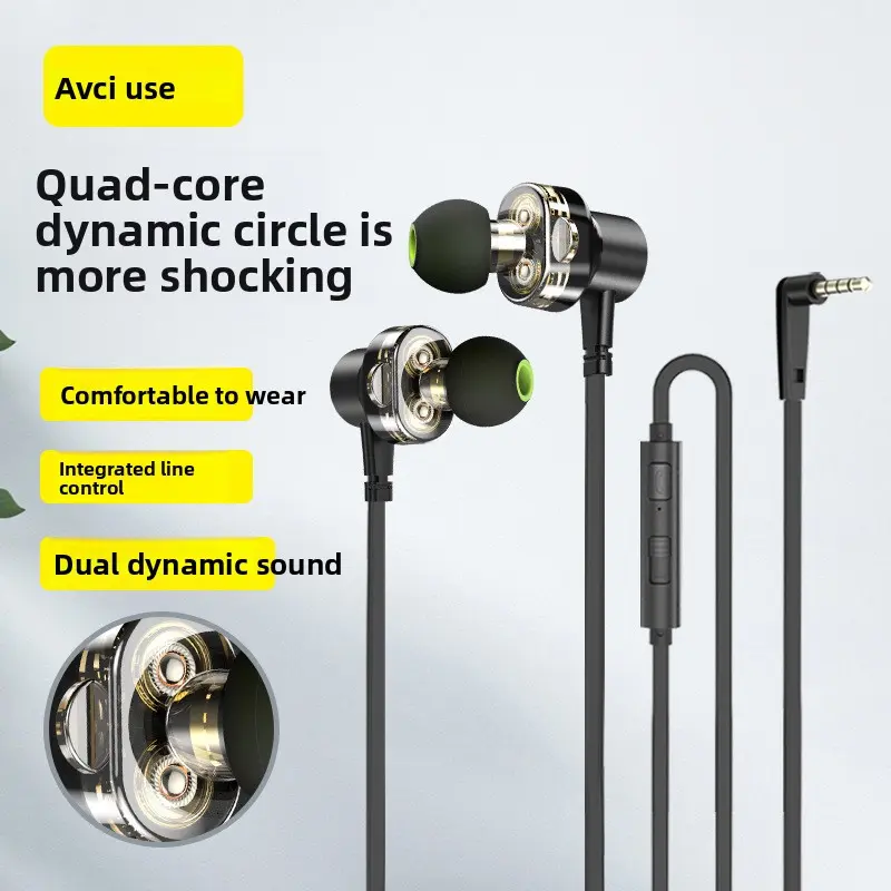 New Z1 Dual Dynamic In-Ear Mobile Phone Earphones with Magnetic Bass, Wired Control, and Metal Design