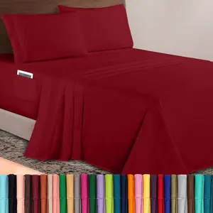 Elegant Luxurious 1500 Hotel Quality Microfiber 4-Piece Sheet Set, 18-24 Inches Deep - Deep Sheets - Soft 4PC Deep Sheets, Full, Burgundy