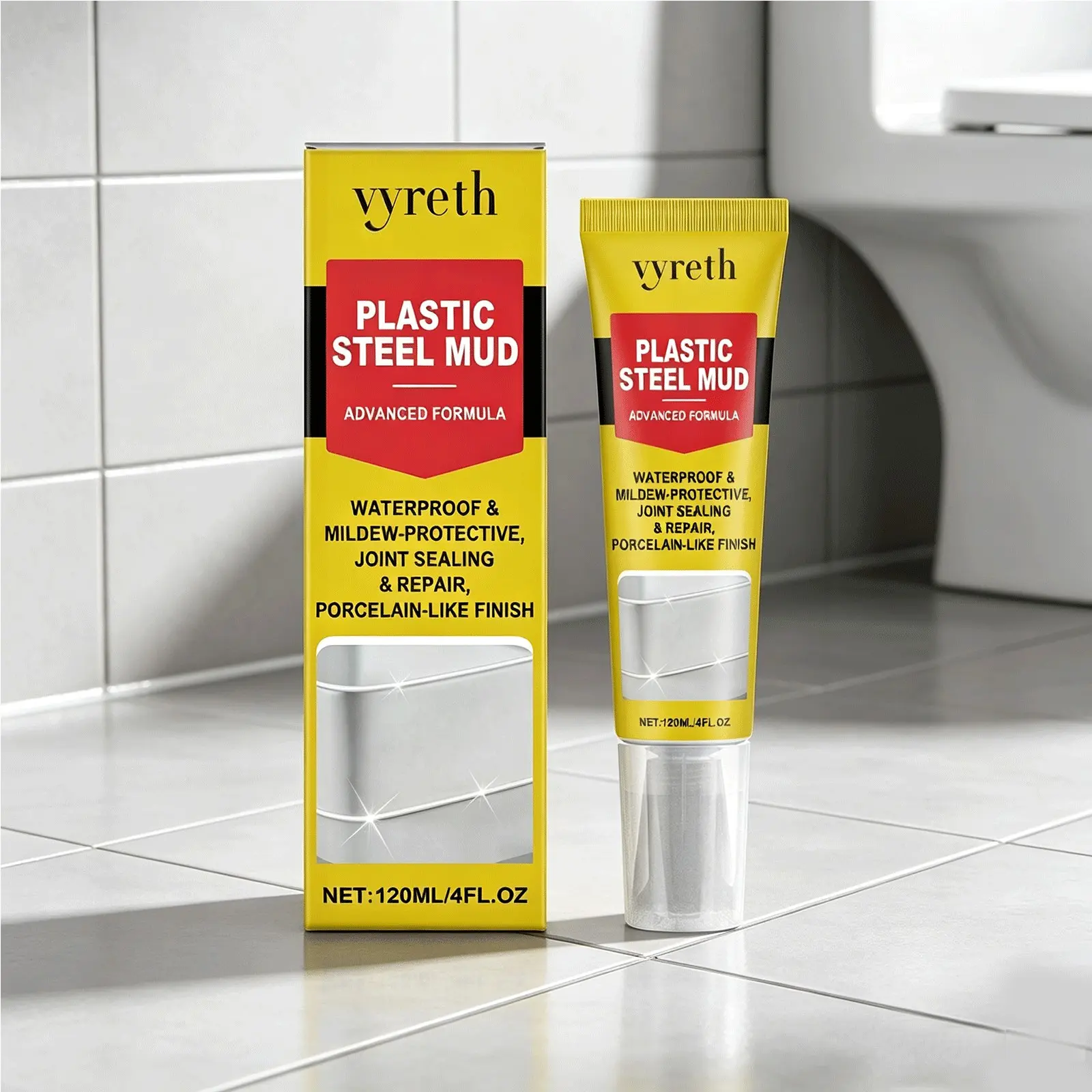 Vyreth 2-Pack Plastic Clay, Home Kitchen Bathroom Gap Filler, Waterproof Anti-Mold Sealant, Leak Repair Material, 120ML Per Box