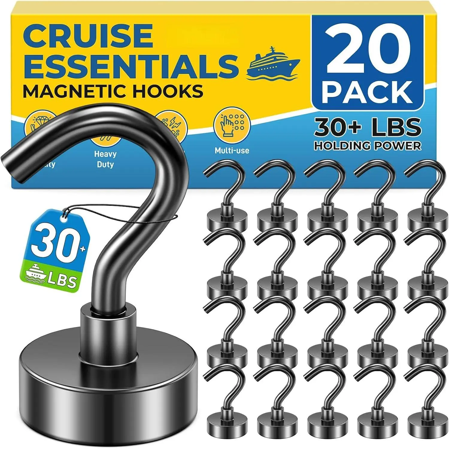 20 Pack  Hooks for 2026 Cruise Cabins Beach  30lbs+ Heavy Duty  with Hook Metal  Hooks for Kitchen Fridge Grills   Hooks for Classroom Locker Utensil Racks