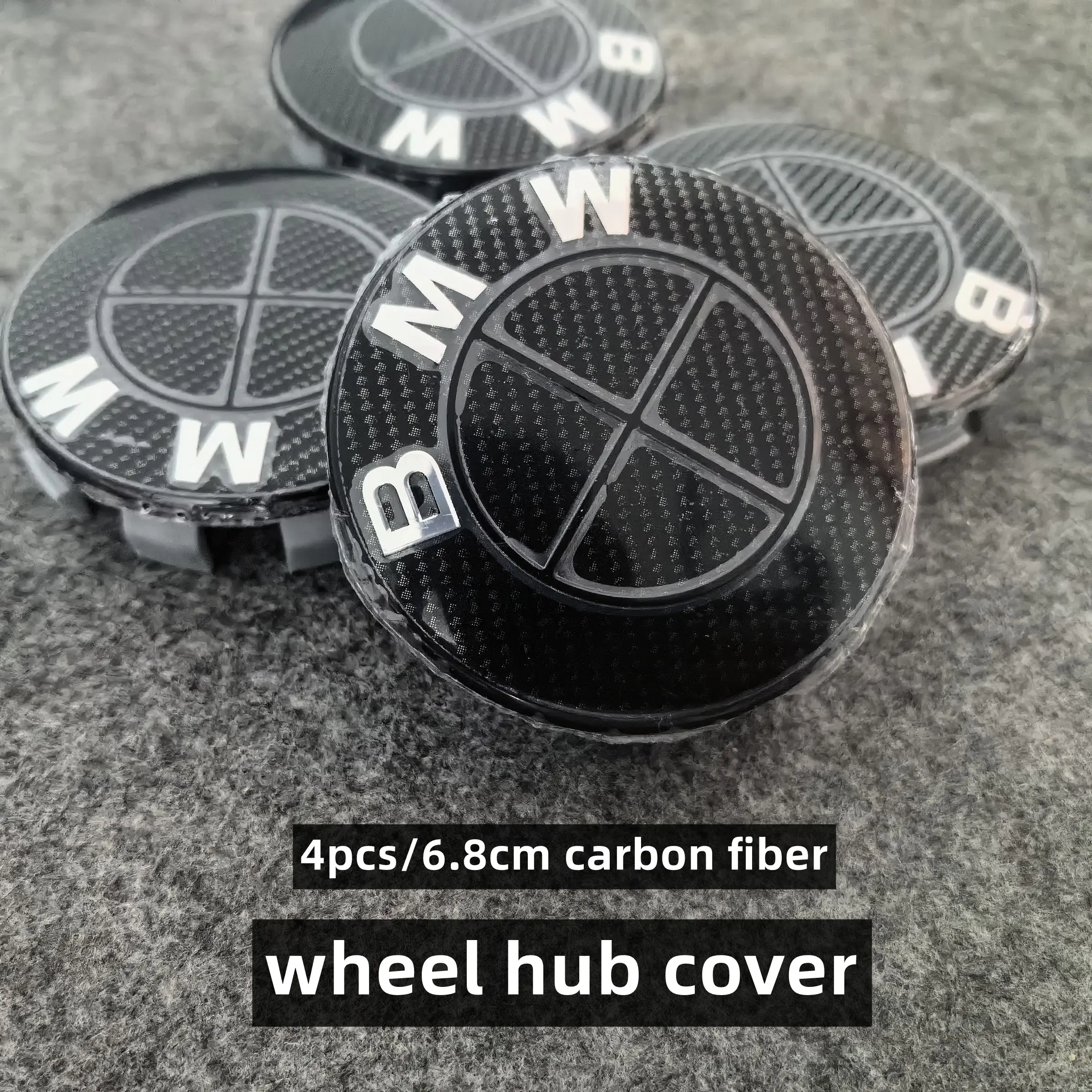 4 Pcs Bmw HUB Caps, 6.8cm Abs Carbon Fiber, Compatible with F Series, Easy Installation, for Bmw Models E87 E30 E36 E46 E90 E91 E92 F34 E60 E61 G30 E34 E39 E83