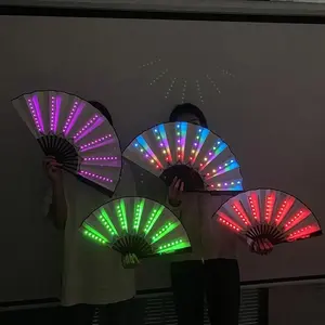Holiday Carnival party lighting supplies  LED neon light rave fan  folding luminous fan wedding hand fan glowing in the party