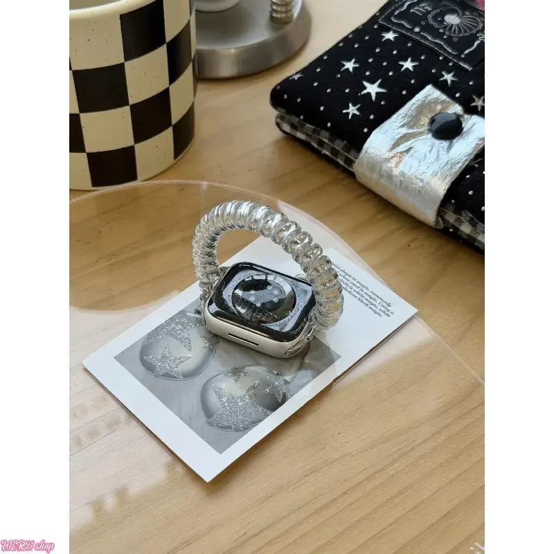 2026Cute Spiral Telephone Cord Apple Watch Band, Elastic Stretchable Strap with Connector, Fashion Wristband for iWatch All Models (Strap Only)