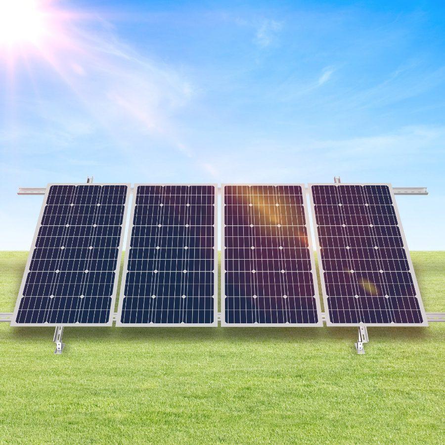 VEVOR Solar Panel Mounting Brackets, 30-60 Adjustable Multi-Pieces Solar Panel Brackets for 1-4PCS Solar Panels, Carbon Steel Ground Mount Solar Panel Stand for Farms, RVs, Boats, Off-Grid System