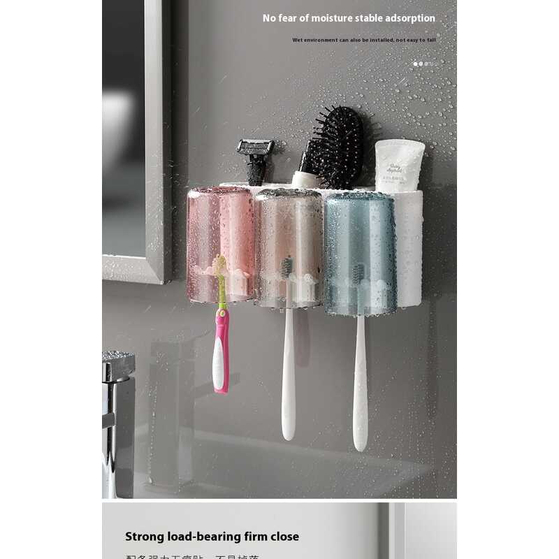 Ecoco Creative Toothbrush Storage Rack Non Perforated Mouthwash Cup Wall Mounted Toilet Automatic Toothpaste Squeezer