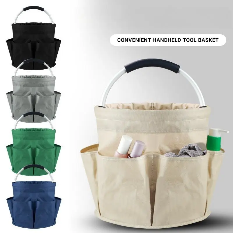 17L Collapsible Garden Tool Storage Bag with Handle, Foldable Multi-Purpose Harvest Basket, Portable Outdoor Camping Caddy, Reusable Cleaning & Bathroom Toiletry Organizer for Household Storage