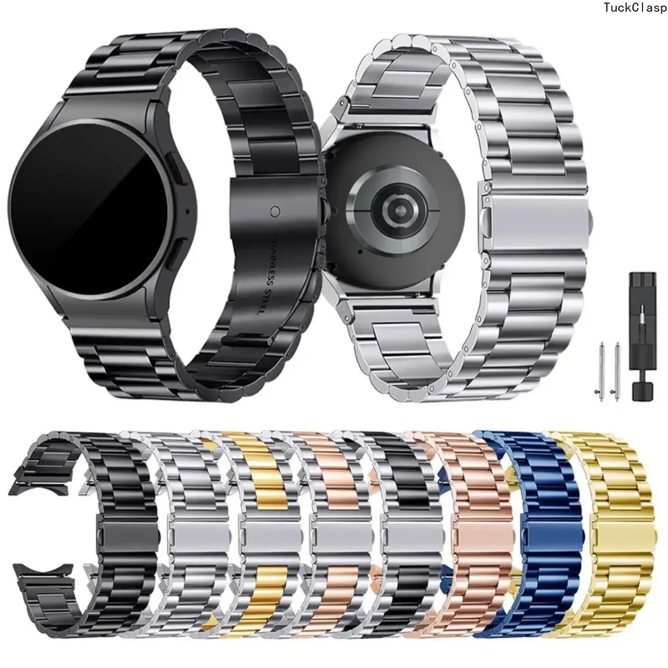 Stainless Steel Watch Band, Compatible with Watch 4/5/6/7/FE (40/44mm & Classic 43/47mm), Durable Metal Strap for Men & Women, Stylish Smartwatch Accessory for Everyday & Formal Wear