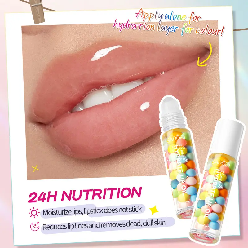 Macaron Moisturizing Repair Lip Oil 2 Pack Refillable, Vitamin E Anti-Chap Lip Care Oil Lip Treatment Lip Conditioner, Fade Lip Lines Smooth Dry Dull Lips, Daily Lip Moisturizer, Hydrating Lip Primer for Daily Makeup Women