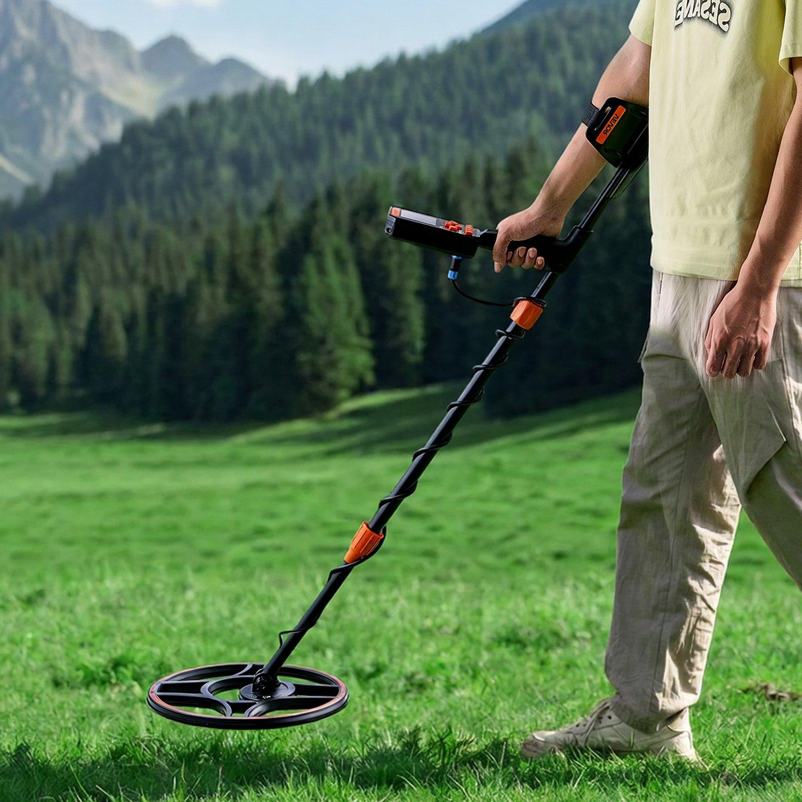VEVOR Waterproof Metal Detector, 12", Professional High Accuracy Gold Detector for Adults, with Display, Wireless Headphones, 7 Modes, Adjustable Length, for Detecting Gold Treasure Hunting, IP68