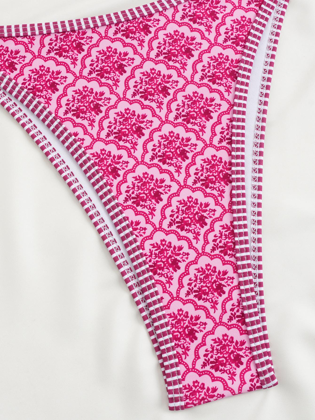 Women's Floral Print Bikini Set, Flower Print Bikini, Casual Fashion Chic Swimsuit Set for Beach Holiday Vacation, Ladies Swimwear for All Seasons