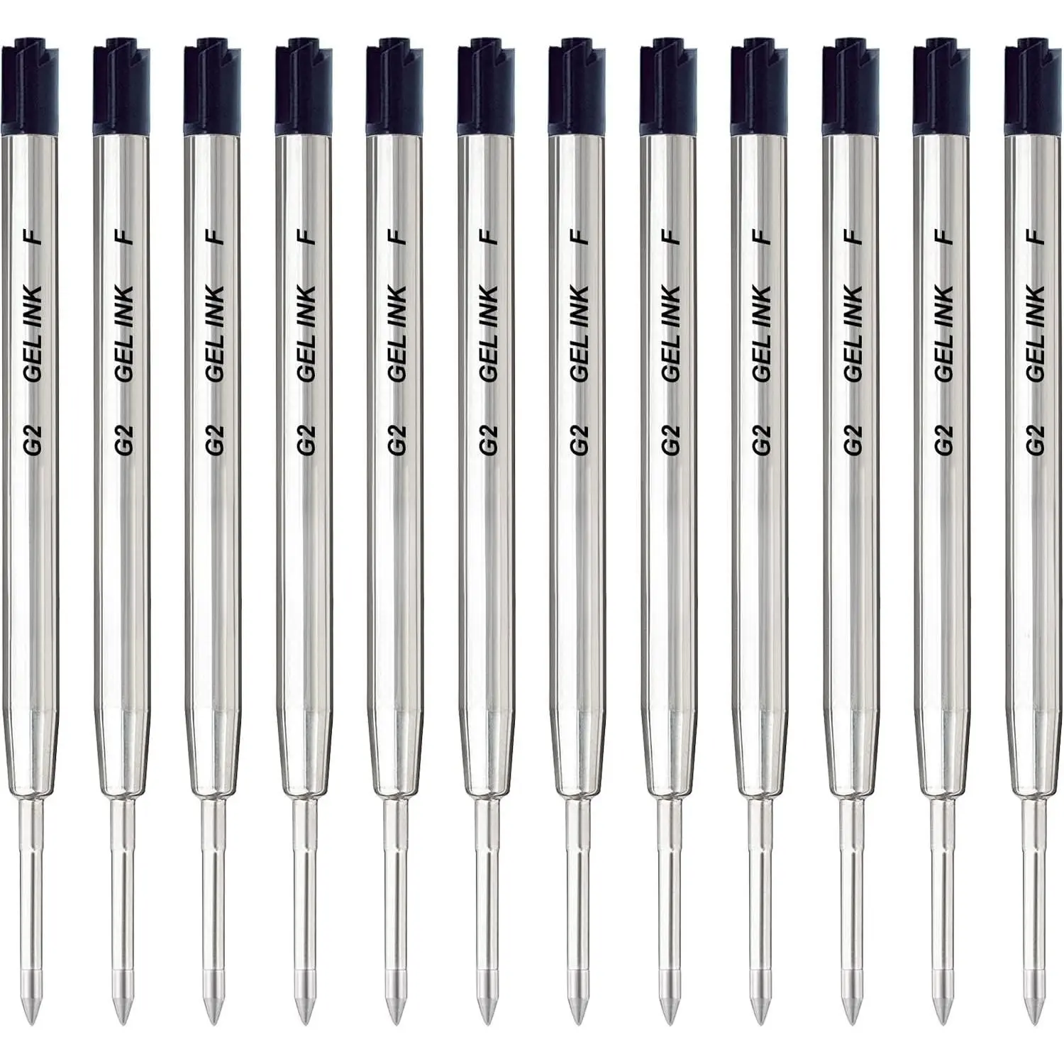 Black Gel Ink Pen Refills Ballpoint Black, 12 Pack Gel Pens Refills Fine Point 0.5mm Tip Smooth Writing Pen Refill (12 Black)