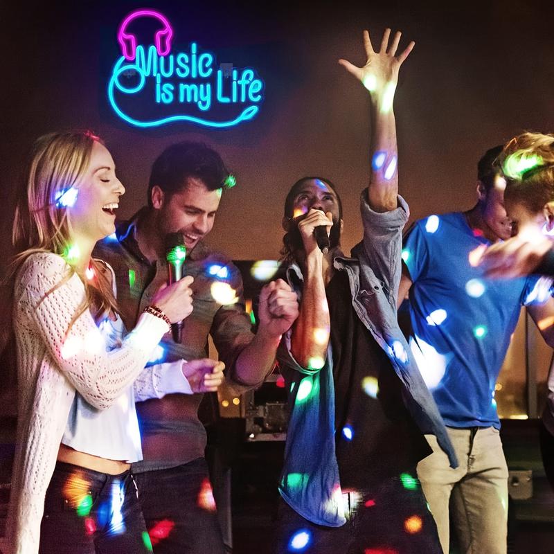Music is my life LED neon sign, 1 piece music neon wall decoration light, dimmable headset neon light, bedroom, music studio, club, birthday, music party, live music night decoration LED wall lamp gift