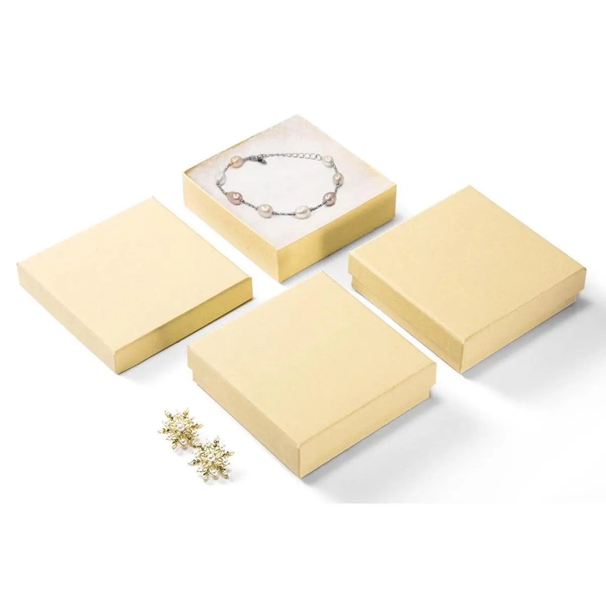20 Pack 3.5x3.5x1 Inch Matte Brown Kraft Jewelry Gift Boxes with Cotton Filled Lids, Bulk Cardboard Shipping Boxes for Small Business, Necklace Earring Bracelet Ring, Festive Gift CasesGift