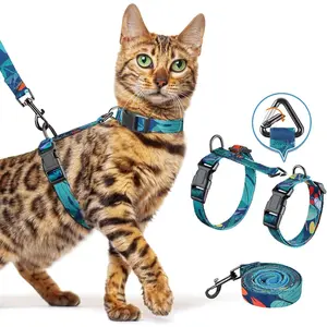 Escape Proof Cat Harness and Leash Set, 3-in-1 Adjustable Lightweight Soft Kitten Harness for Large Cats, Comfortable Outdoor Walking Harness