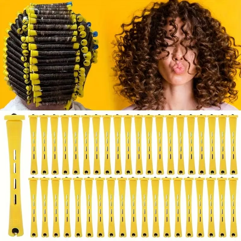 10/20/30/40/50/60PCS Perm Rods Set, Curl Styling Kit for Natural Hair, Plastic Cold Wave Curl Rods with Lid, Non-Slip No Heat Curler Quick Natural Curling Heatless Curling Rollers for Women, Long Short Curly Textured Hair Styling Tools For Curls