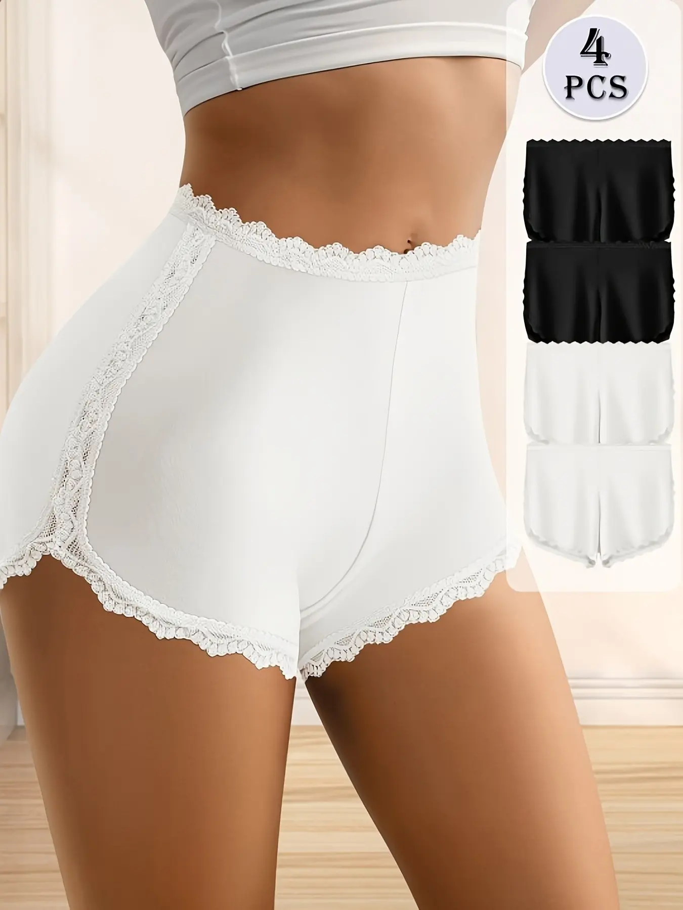 4-Pack Women's Briefs, Minimalist Smooth Fabric, Stretchable Underwear, Ideal for Daily Comfort, Sporty Style, All Seasons