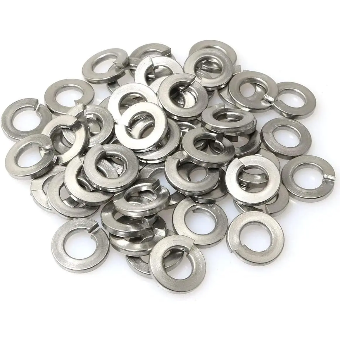 50pcs 1/4 Inch 304 Stainless Steel Spring Washer Split Lock Washers, Silver