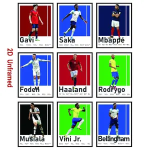 9-Piece Frameless Soccer Poster Set for Boys' Bedrooms—Featuring Posters of Soccer Players: Erling Haaland, Kylian Mbappé, Rodrygo, Gavi, Vinícius Júnior, Bukayo Saka, Phil Foden, Jamal Musiala, and Jude Bellingham