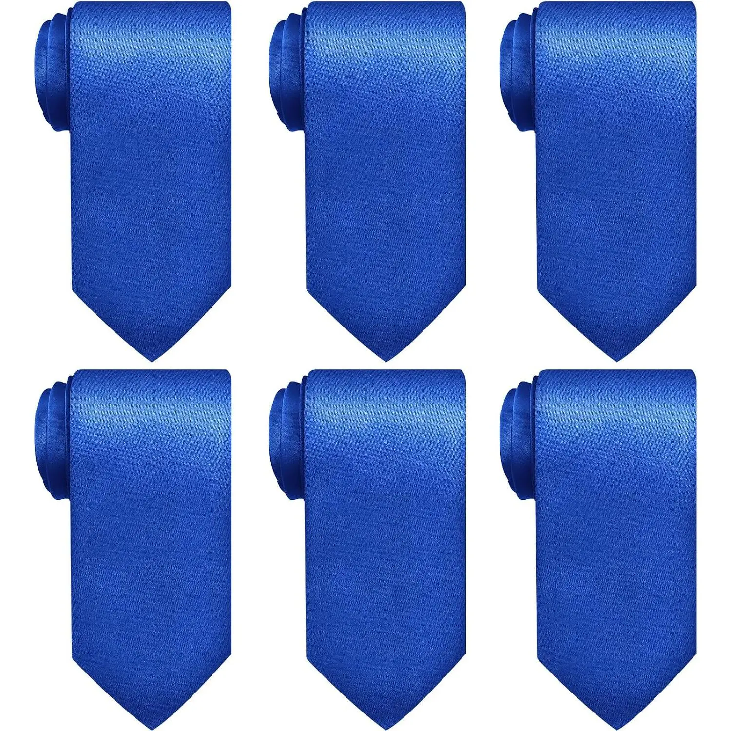 6 Pcs 6/12/24 Pcs Men Ties Set Solid Satin Pure Color Business Formal Necktie Tie 57" for Men Occasion Wedding (Blue)