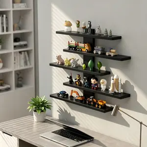 5-Tier Vertical Wall-Mounted Floating Shelf, Space-Saving Organizer for Keys, Diffusers, Figurines, Entryway, Living Room, Bedroom, Bathroom