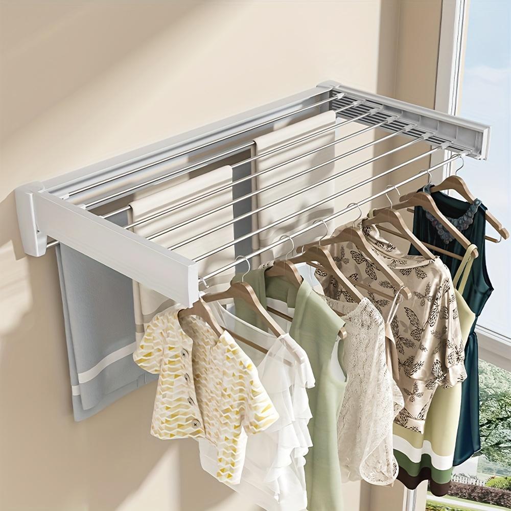 Sturdy Wall-Mounted Folding Clothes Drying Rack, Indoor/Outdoor Extendable Clothes Pole, Heavy-Duty Space-Saving Multi-Rod Drying Rack for Balcony and Bathroom, Clothes Drying Racks, Laundry Drying Rack, Drying Rack Clothing Foldable, Drying Racks