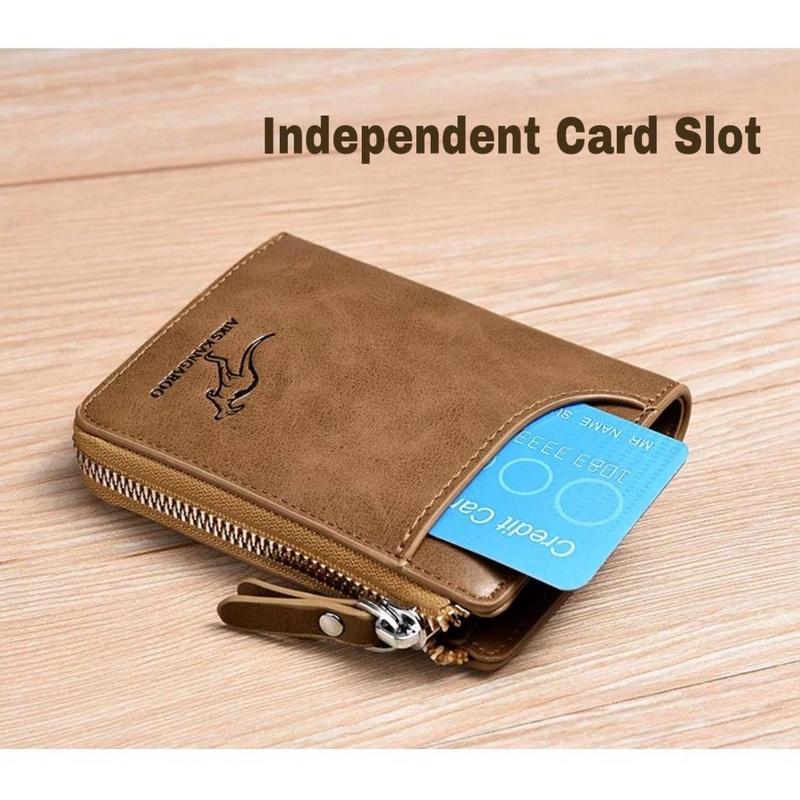 Human RFID Blocking Leather Wallet Credit Card ID Holder Zipper Purse Waterproof