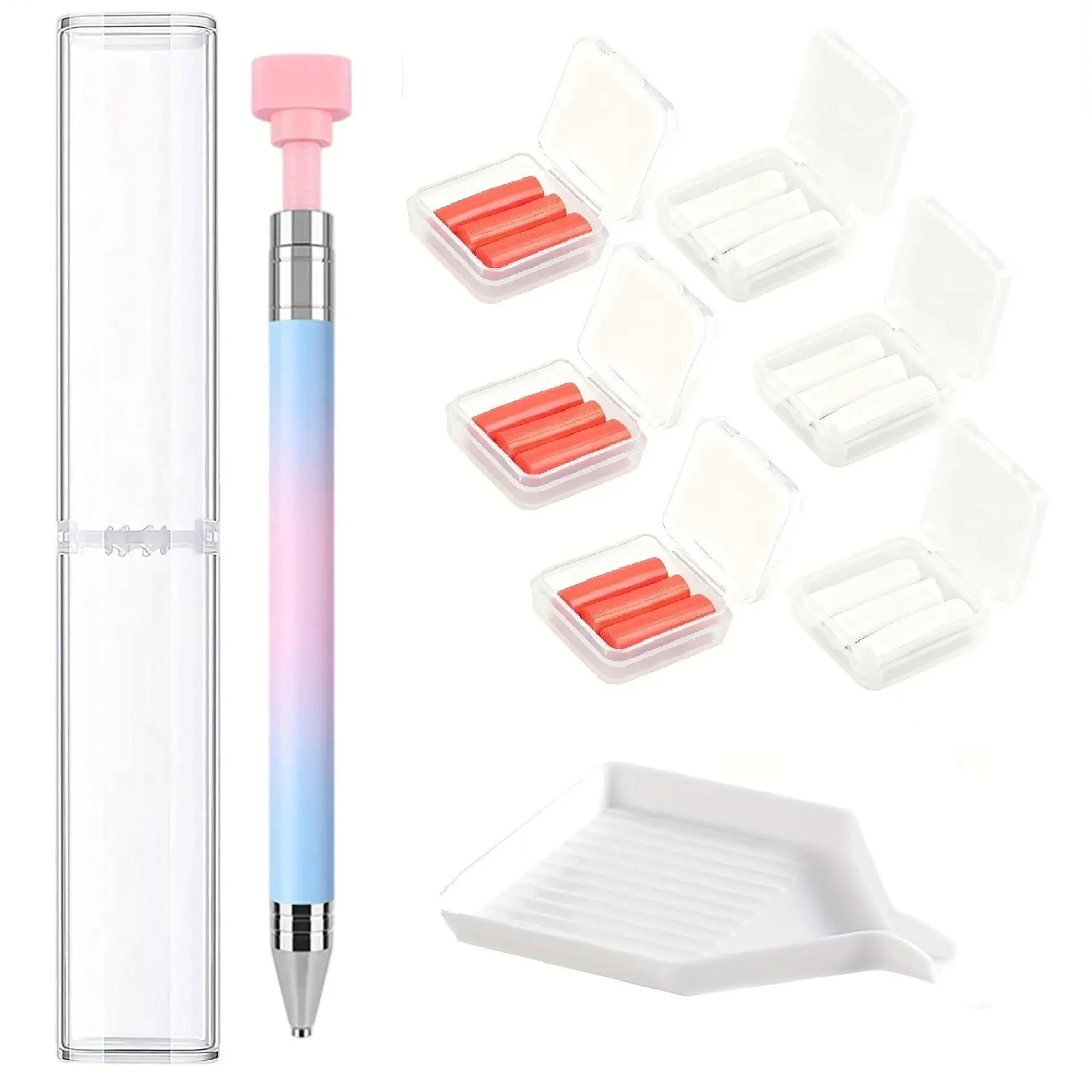 Automatic Wax Pen Diamond Art Tool Set, Includes 18 Waxes & Storage Box, Ideal for Nail DIY Crafts & Diamond Painting Accessories