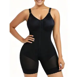 Colombian Women's Faja Body Shapewear Compression Garment Tummy Control Corset with Zipper Crotch Detachable Straps Butt Lifter Waist Black V-Neck Bodysuit comfortable shapewear tight-fitting jumpsuit Vneck Womenswear waist trainers
