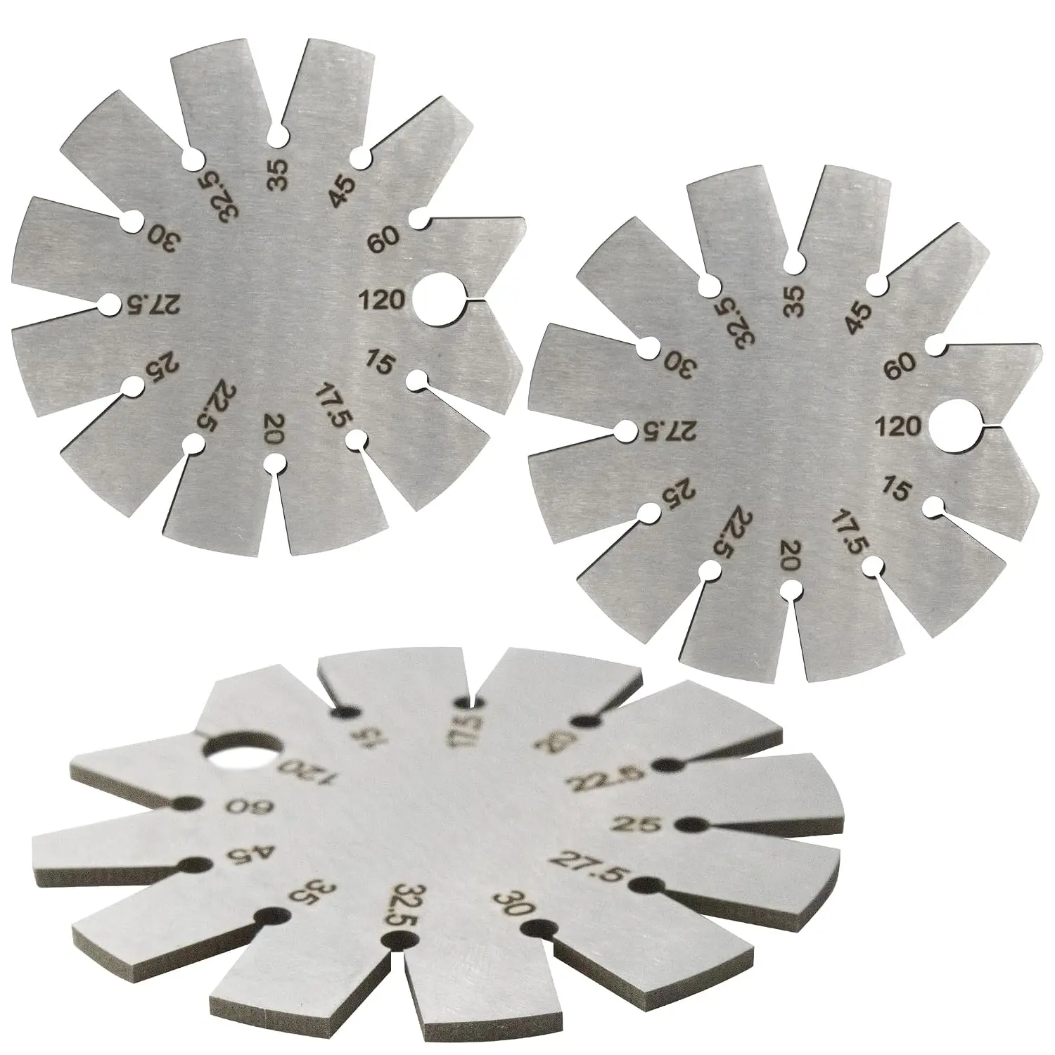 3 count Brushed  15-120  Bevel Gauge, Stainless Steel  Angle Gauge Round Shape