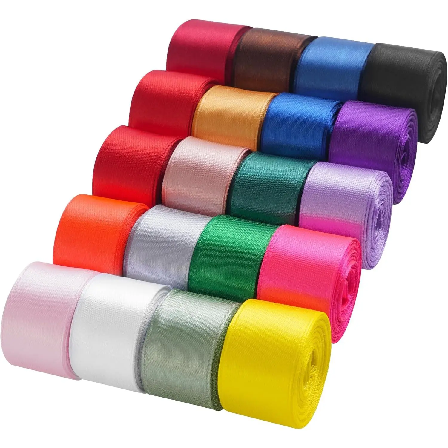 Rainbow Satin Ribbon, 1 Inch x 20 Rolls Total 100 Yards, Colorful Ribbon Perfect for Gift Wrapping, Flower Bouquets, Hair Bows Making, Wedding Decor, Christmas
