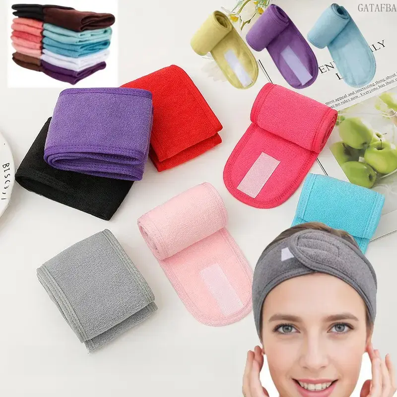 Unisex Polyester Synthetic Magic Tape Headband - Sweat-Absorbent, Soft Towel Headband for Sports, Daily Skincare - 1pc & 3pc Sets, 1 Size, 3 & Above Quantity Options