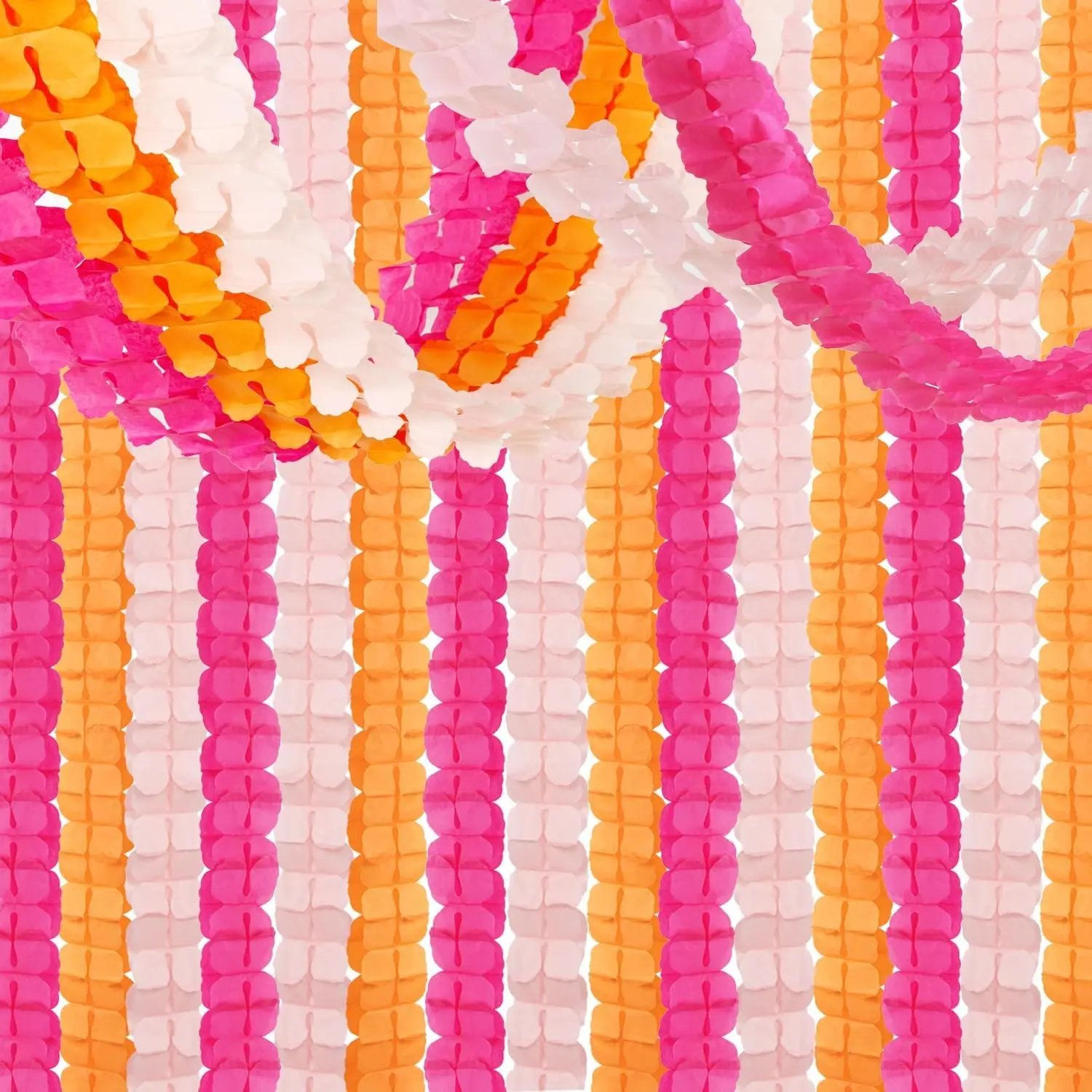 Hot-Pink Burnt-Orange Fall Party Decorations - 12pcs Streamers Garland, 4-Leaf Clover Paper Banners, Sunset Autumn Thanksgiving Bridal Wedding Graduation Backdrop DecorGift