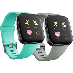 Bands Compatible with  Versa/Versa 2 / Versa Lite,  Adjustable Classic Accessory Wristband Fitness Straps for Women Men (2 Pack)