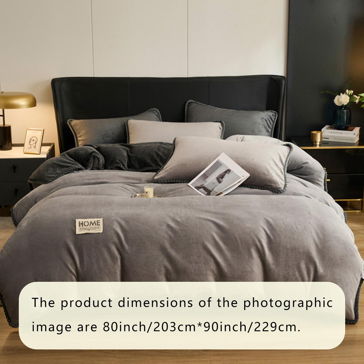 3-Piece Soft Milk Velvet Bedding Set, European Style Edges, Includes 1 Quilt Cover & 2 Pillowcases, Valentine Gift Idea, Soft Bedding Sets