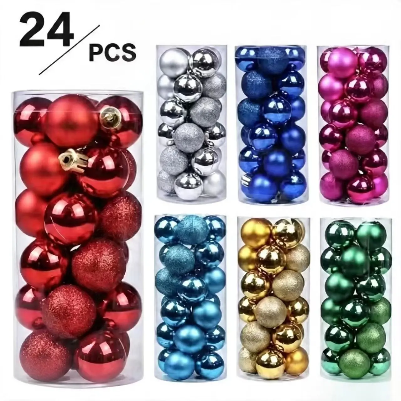 Christmas Decoration Colorful Ball Set, 24 Bucket Christmas Tree Ornaments, Mall Store Window Display Decorations, Yl294 Model