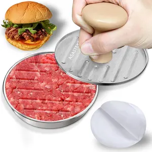 Burger Press, 5"Stainless Steel Hamburger Press Patty Maker, Non-Stick Hamburger Press for Making Patties, for Grilling and Cooking, Comes with 100 count of Wax Paper